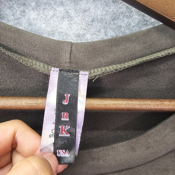 Long Sleeve Crop Top Womens Small Olive Green Stretch Y2K Grunge Baddie JnK USA - Picture 3 of 9